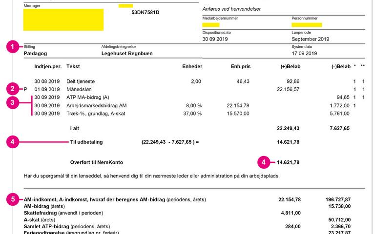 Lønseddel fra KMD Opus Løn og Personale