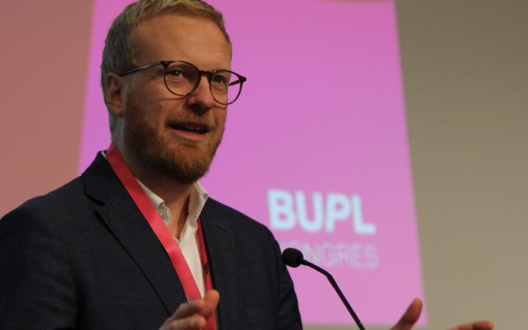 Morten Skov, formand for Fagbevægelsens Hovedorganisation var blandt gæstetalerne på BUPL's konges i 2024