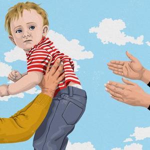 illustration af barn, der bliver afleveret i vuggestuen