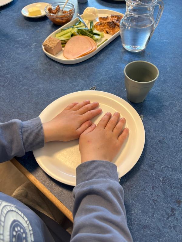 Foto af hænder og tallerken