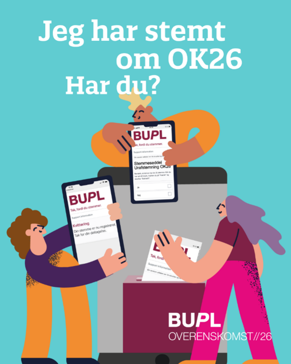 Illustration hvor der står "Jeg har stemt om OK26 Har du?"