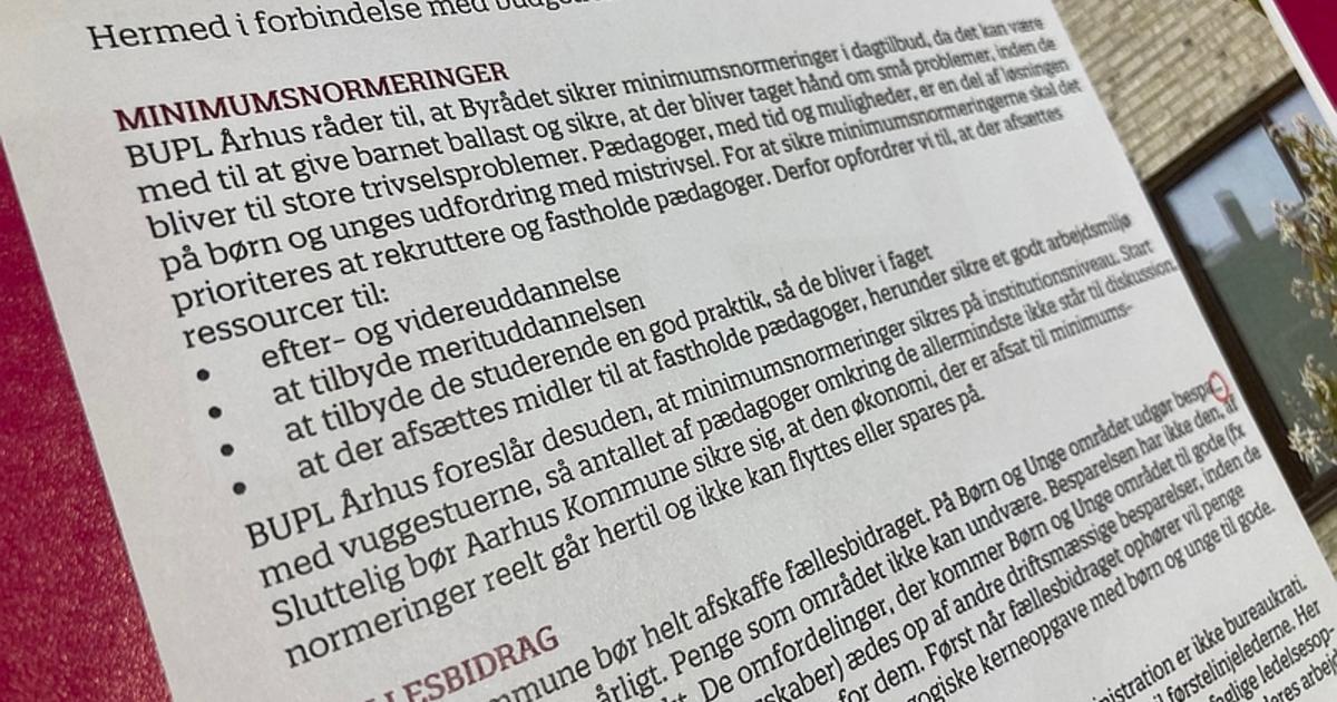 Henvendelse Til Aarhus Byråd Om Budgetforhandlinger 2024 | BUPL